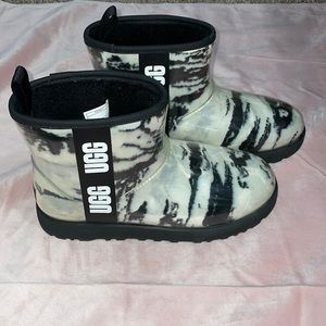 UGG Waterproof Black and White Marble Mini Boots